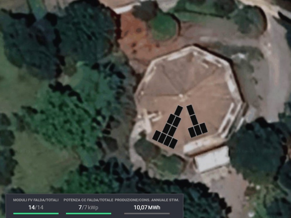 Analisi preliminare e layout progettuale per impianto fotovoltaico con accumulo da 7 kWp a Viterbo